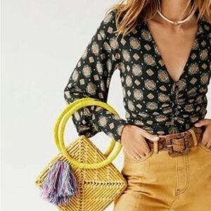 Urban Outfitters Patterned Black Blouse